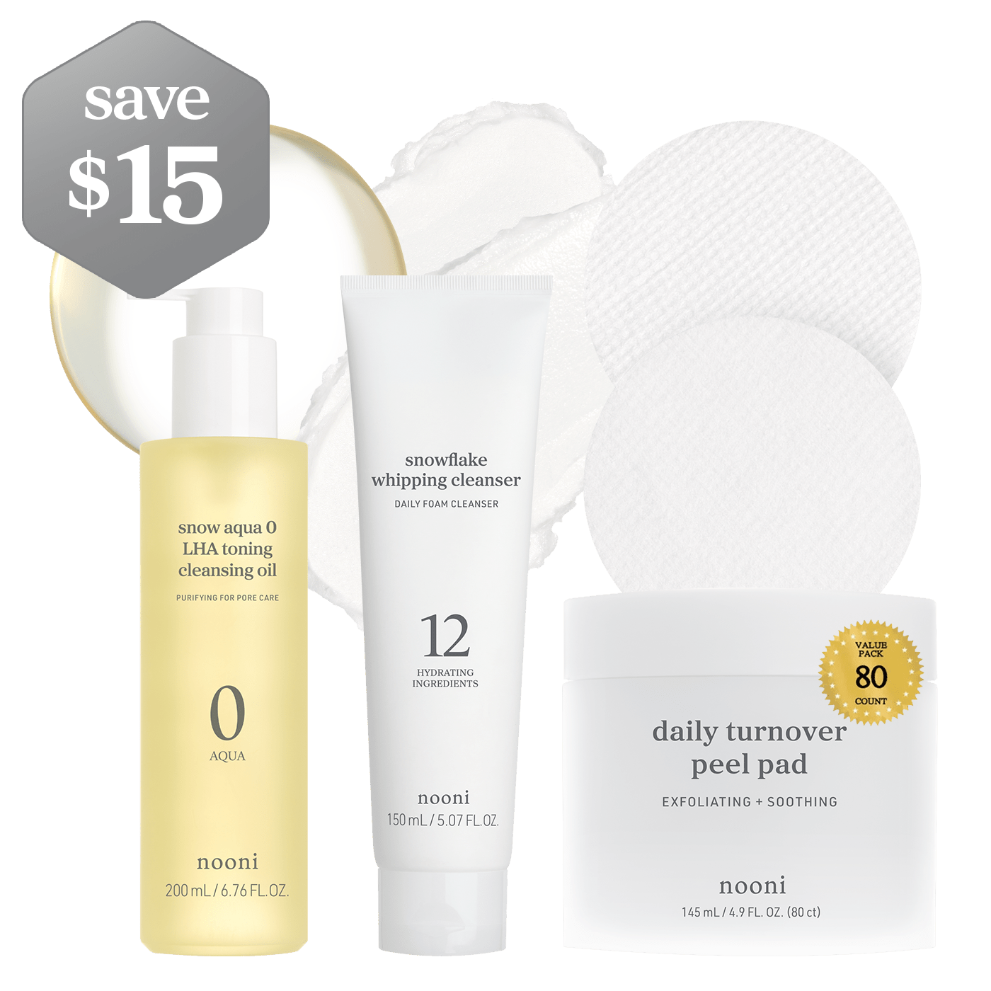 nooni Glass Skin Perfection Trio: Cleanse, Whip & Glow - nooni