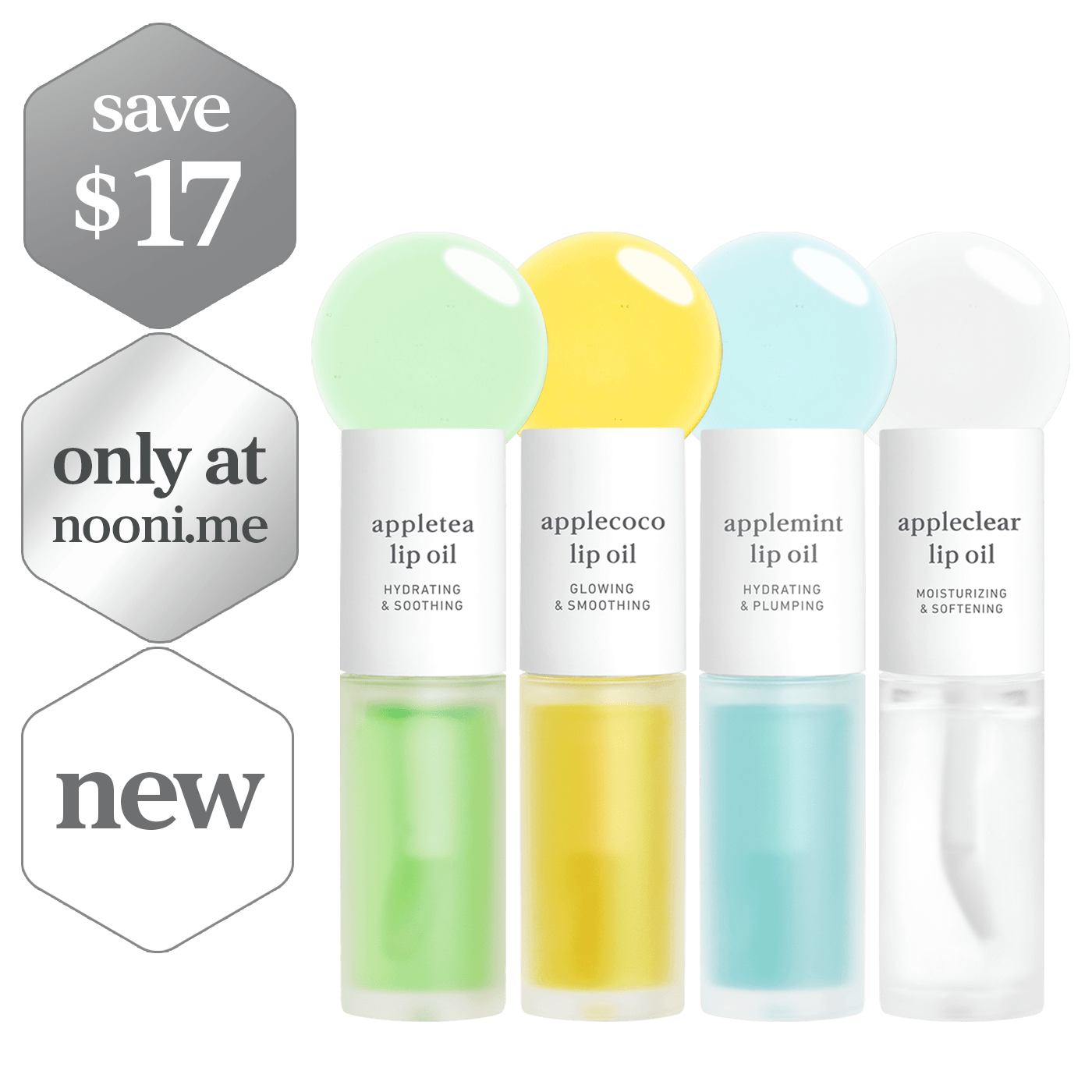 Lip Oil: Clear Gloss (4-Pack) - nooni