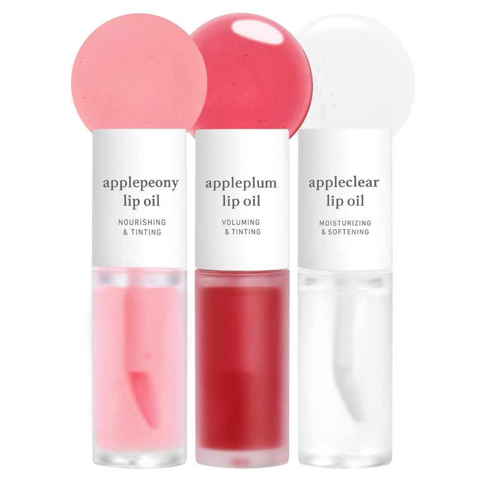 appleseed lip oil trio (appleplum & applepeony & appleclear)