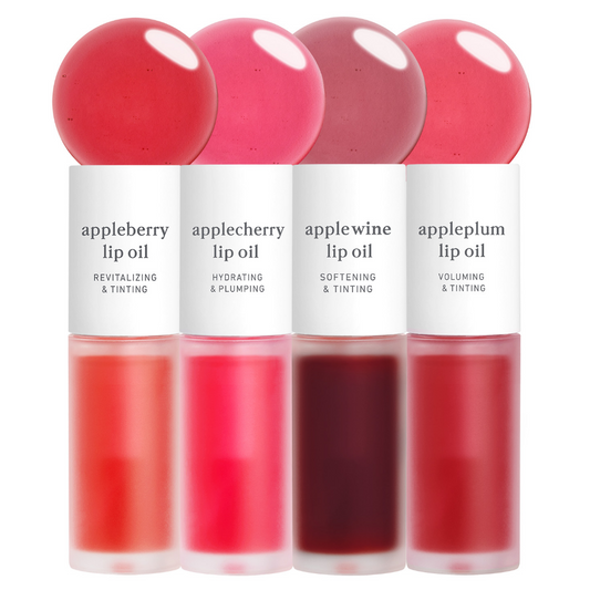 appleseed lip oil quartet (appleberry, appleplum, applecherry & applewine)