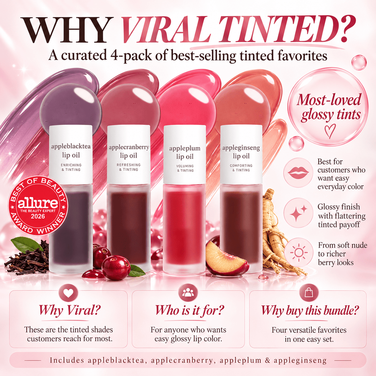 Lip Oil: Viral Tinted Favorites (4-Pack) - nooni